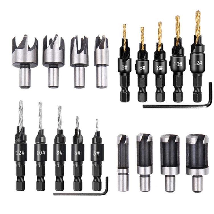 Professional Wood Plug Cutter Drill Cutting Tool Drill Bit Set Straight And Tapered Taper Woodworking Cork Drill Bit