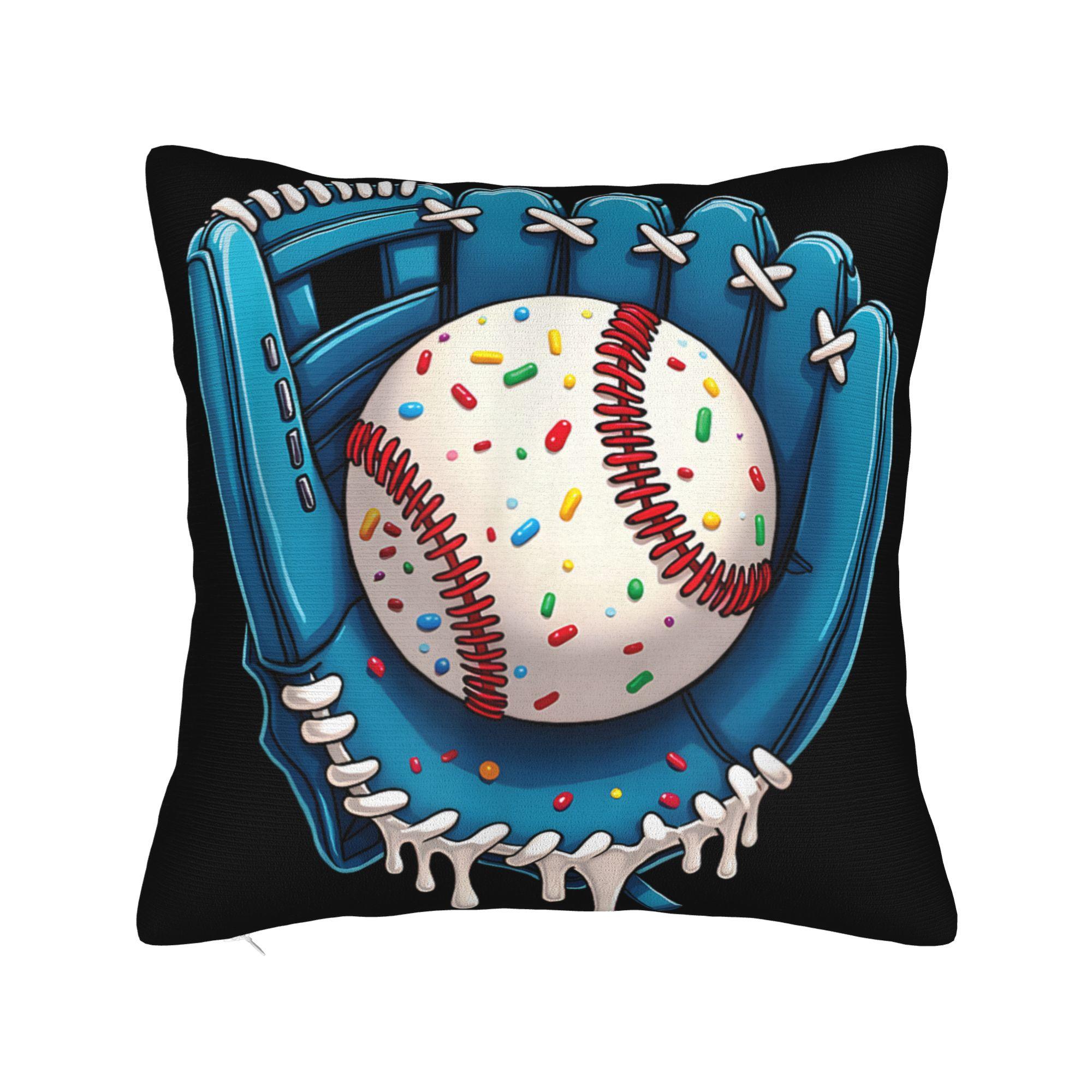 Baseball Drip Ice Cream Sprinkles Baseball Glove Pillow Case  Morden Pillow Cover Comfy Pillowcases For Living Room Chair 12x12Inch