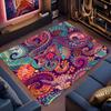 Bohemian Mandala Floral Area Soft Mat with Vibrant Peacock Living Room Bedroom Kitchen Bathroom Indoor Floor Home Decoration
