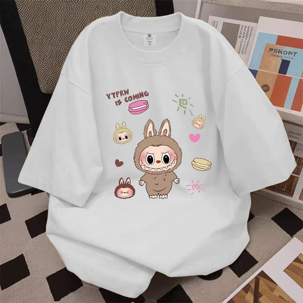 HOT SALES POPMART LABUBU Clothes Summer Unisex T-shirt 100%Cotton high quality Round Neck Short Sleeve Shirt Top korean Style Shirt