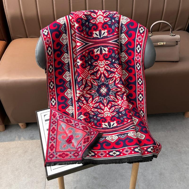 Scarf Autumn and Winter Atmosphere, Ancient Style Thickened and Warm, Oversized Shawl Versatile Imitation Cashmere Double-sided Dual-purpose Scarf
