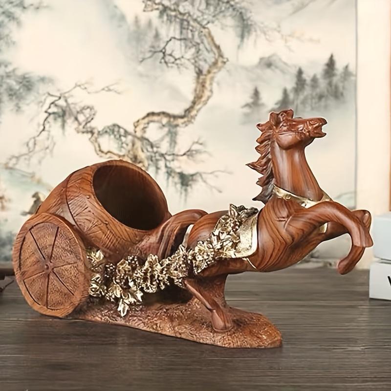 Decantador de Vino de Lujo con Forma de Caballo Elegante Diseño de Uva de Resina para Bar en Casa, Sala de Estar y Decoración para el Hogar Nuevo