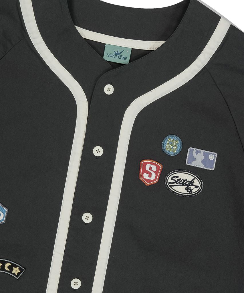 Sun Love [Stitch] Wappen Baseball Shirt Charcoal