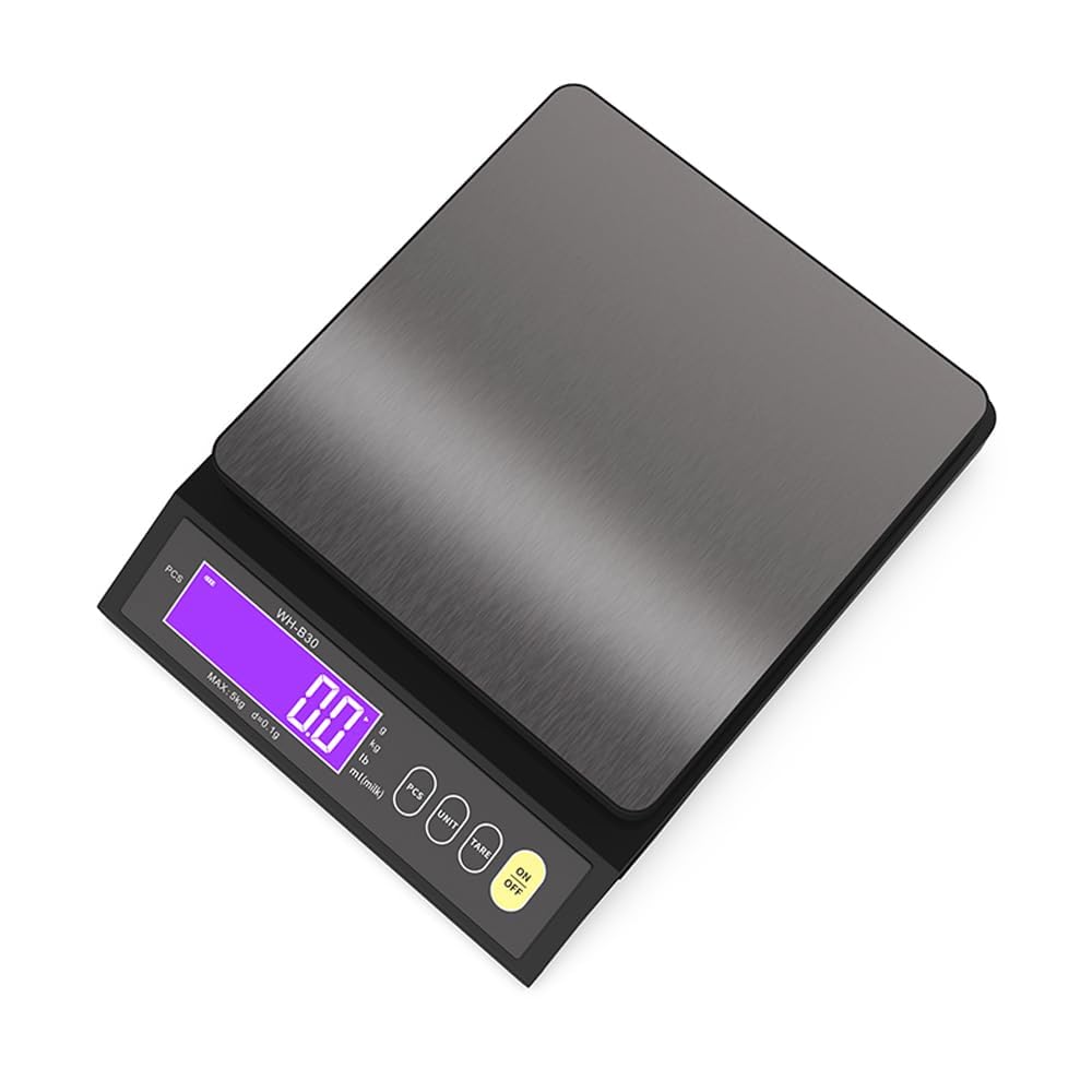 Digital Electronic Kitchen Scale Waterproof Stainless Steel Measuring Scale with LCD Display 5kg/0.1g 10kg/1g Rechargeable