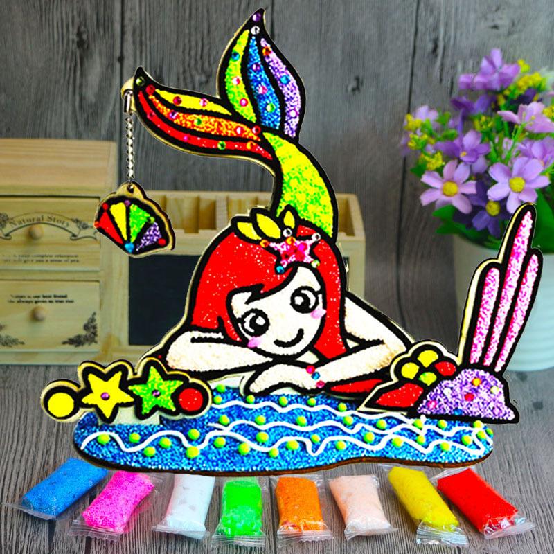 3D Wood Snowflake Clay Painting Children DIY Creative Colorful Mud Painting  Board Art Painting Tool Child