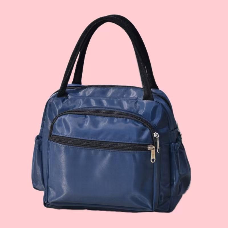 Floral Multi-Zipper Lunch Handbag: Oxford Cloth Mommy Bag with Mobile Pocket