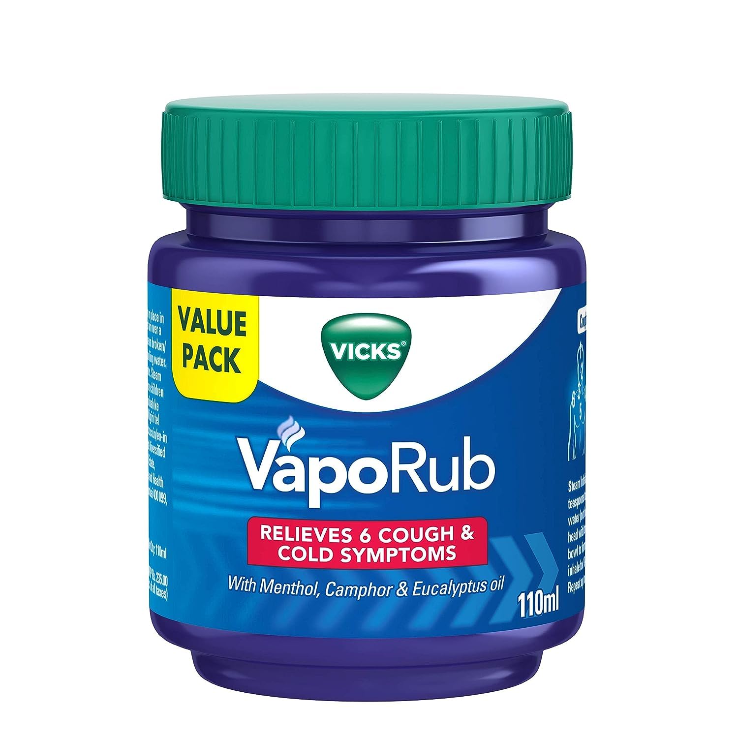 

Vicks Vaporub 110 мл Упаковка 1 Успокаивающий бальзам для груди, горла, спины для облегчения простуды и паровой ингаляции