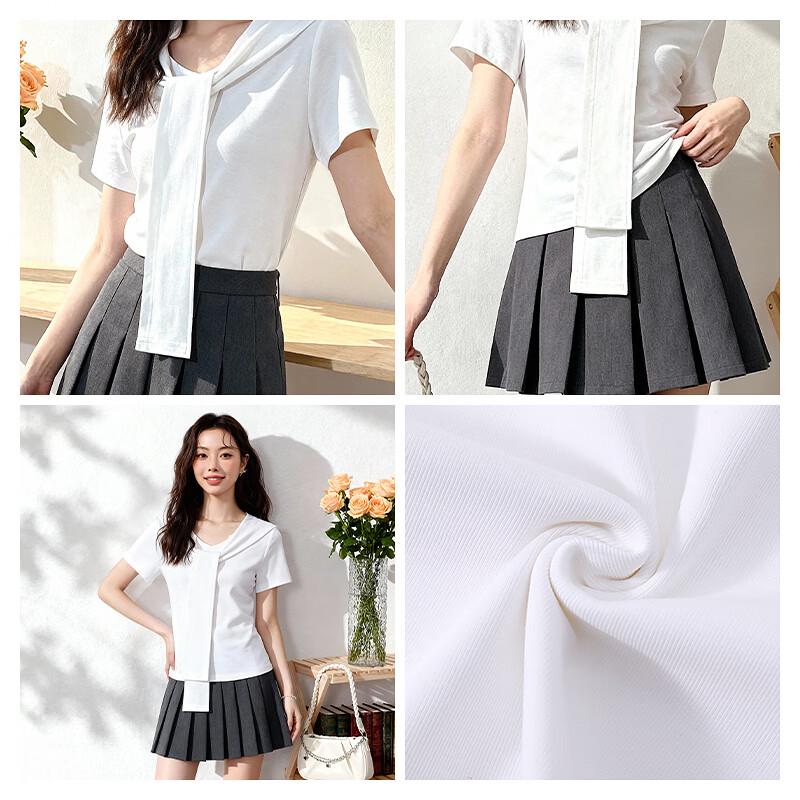 MJ STYLE Women's Navy Collar Slim Fit T-Shirt