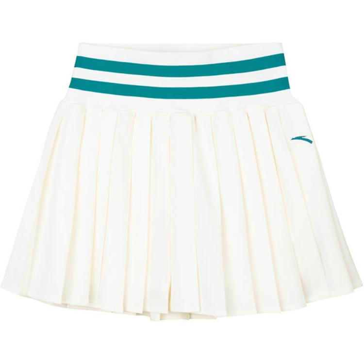 

Anta Color Block Mid Waist UV Protection Pleated A-Line Casual Skirt Women skirts Ivory 162423202-1 XS
