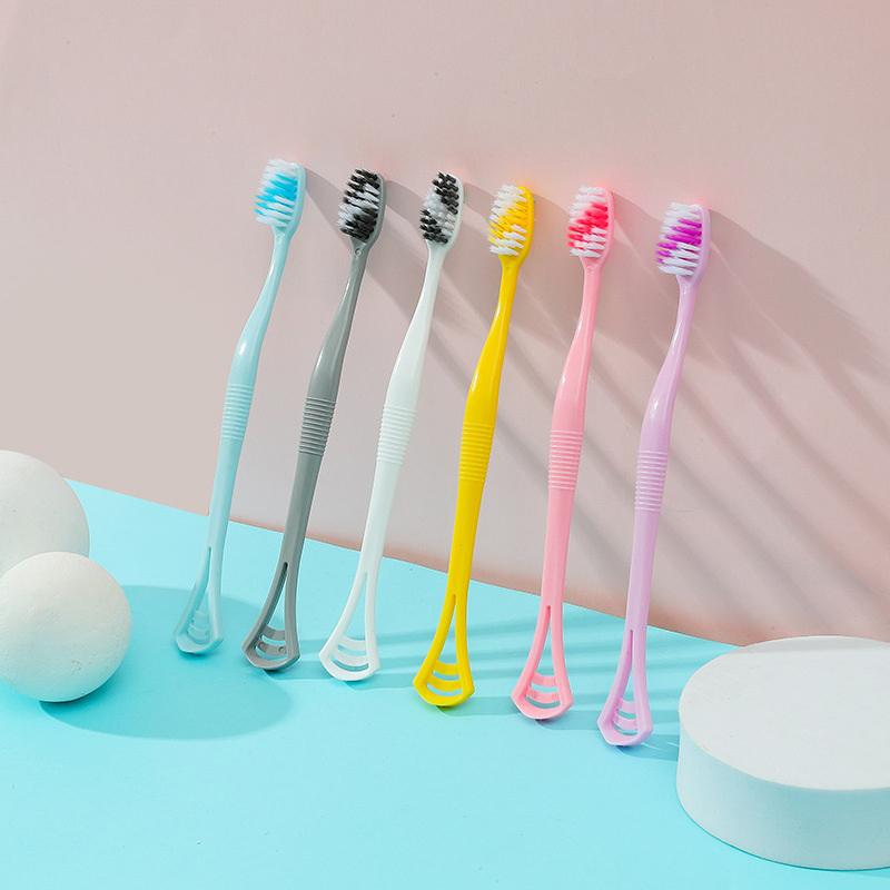 Double Head Toothbrush With Tongue Scraper Tongue Oral Cleaning Brush Reusable Fresh Breath Oral Hygiene Care Cleaning Tools