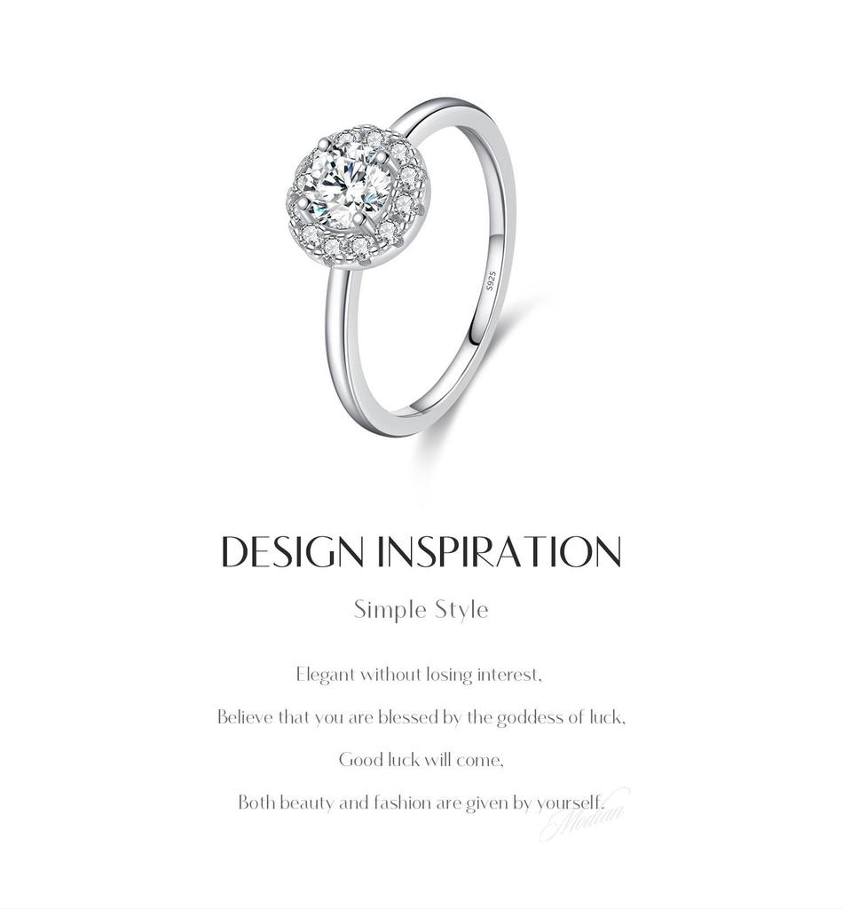 Elegant Moissanite S925 Sterling Silver D-Color Ring for Women - 50-Point High-End Ins Style.