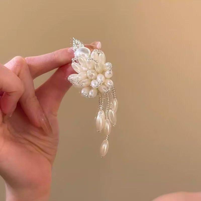 Chinese Pearl Tassel Flower Hair Clip - Unique and Elegant Women s Accessory