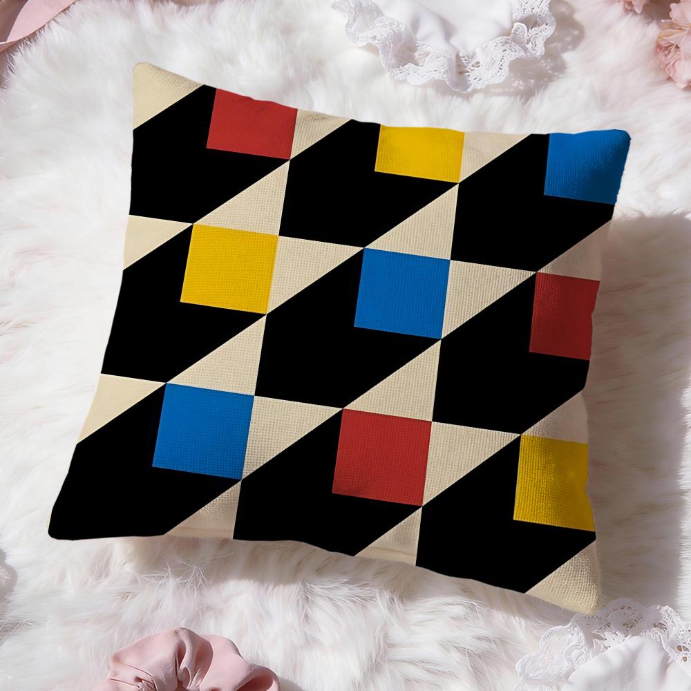 Abstract B-Bauhaus Geometry Cushion Cover Premium Comfort Reversible Pillow Cove -Two In One Design for Any Room & Car Interior