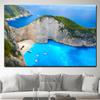 Zakynthos Island Greece Landscape Canvas Painting Navagio Beach Seascape Ocean Posters and Prints Wall Art Wall Decor Cuadros