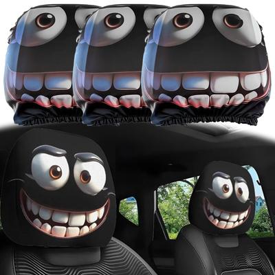 Car Headrest Covers Stretchy Funny Print Universal Elastic Seat Decor Novelty Gift for Car Interior Accessories Universal Covers