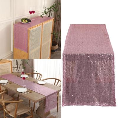 Housse de table à manger à paillettes roses réutilisable, chemin de table pour événements festifs, décoration de fête intérieure/extérieure