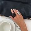 Fashion Smudge Resin Wide-Sided Ring Set, Exaggerated Special-Shaped Metal Cross-Glossy Ring.