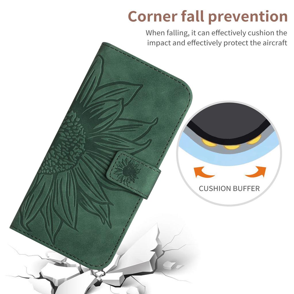 For Oppo A5 5G Case Sunflower Imprint Leather Wallet Phone Cover with Wrist Strap