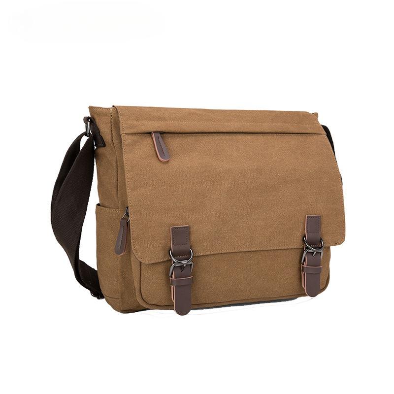 BIERLIFU High Quality 16 A Washed Canvas Men's Messenger Bag Explosion Proof Zipper Male Shoulder Bag Student Computer Bag Simple Solid Color Flap Bag
