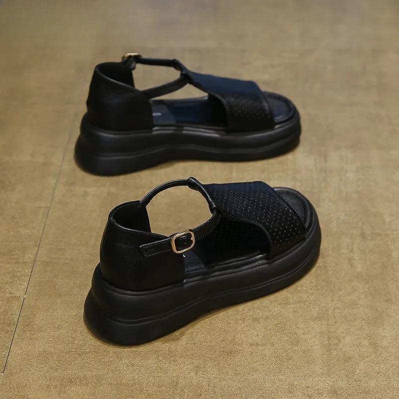 Fashion Summer Platform Women Sandals Designer Hollow Shoes 2025 Fashion Casual Slippers New Buckle Shoes Classic Dress Sandalias Mujer