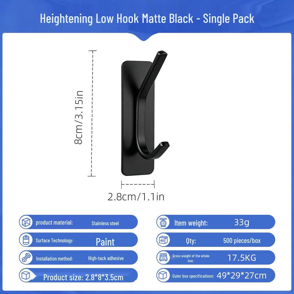 Punch-Free Strong Adhesive 304 Stainless Steel Wall Hook
