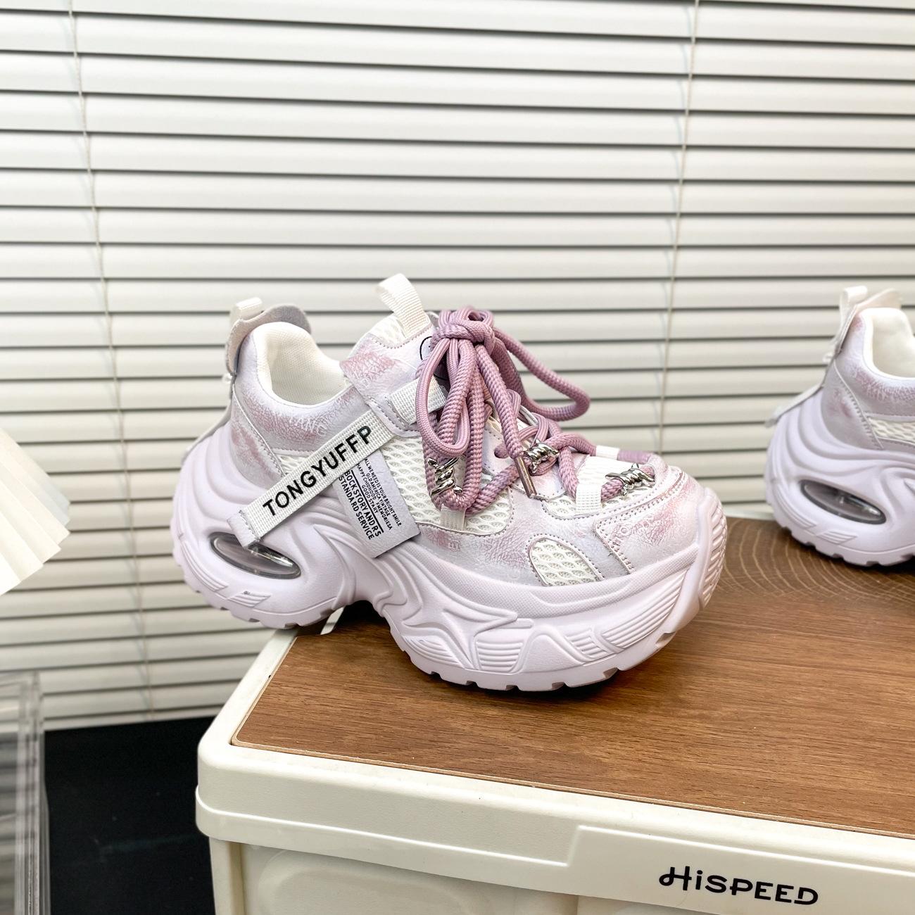 

Korean version of thick-soled heightening dad shoes for women 2025 spring and summer new mesh breathable small casual versatile sports shoes 35