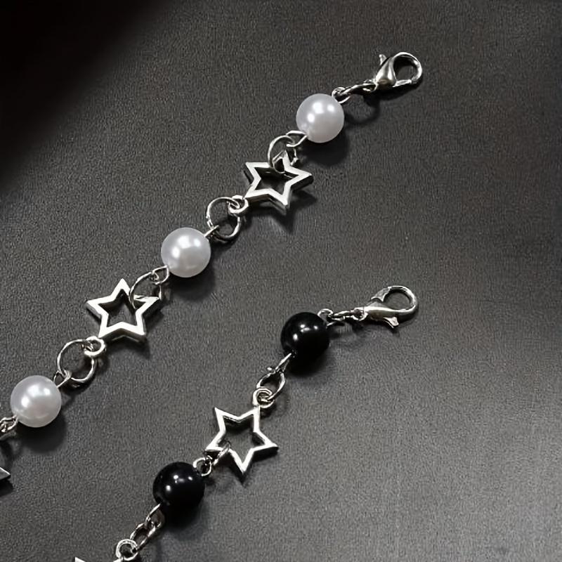 2 Pcs Bohemian Style Faux Pearl and Star Chain Bracelets