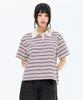 CHASECULT Women'S Striped Collared Short Sleeve T-Shirt-Fbrg5791D0A