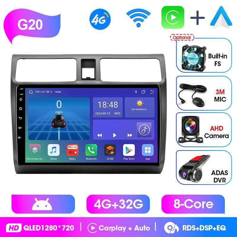 Srnubi 2Din Android14 Car Stereo Radio For Suzuki Swift 2003-2010 Wireless Carplay Android Auto Mirror Link BT 4G WiFi Head Unit