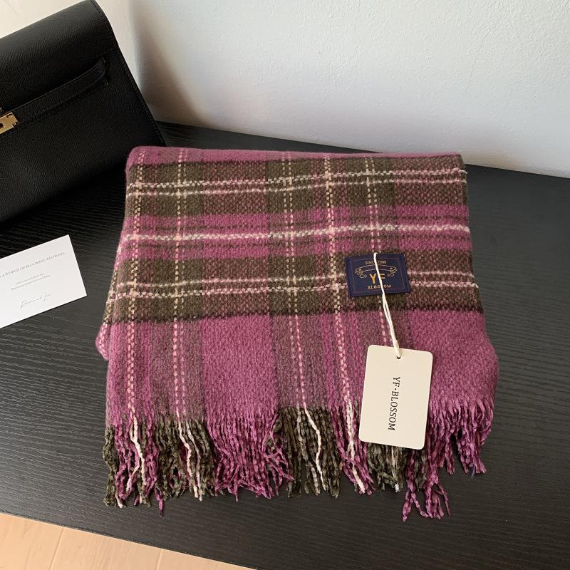 Autumn Winter Plaid Scarf Women Men Retro Black Checkered Warm Fringe Scarf Korean Fashion Soft Thick Shawl For Unisex Lady Male