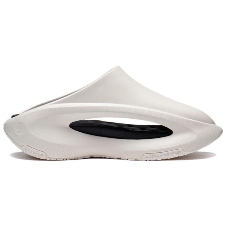 Li Ning Cloud Travel Slay Trendy Versatile Anti-Wear Shock Absorbing Non-Slip Slide Sandals Unisex Footwear White Black AZSV021-3