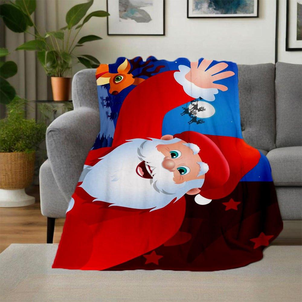 Christmas Santa Claus Phone WallpaperBlanket Flannel Throw Blanket for Sofa, Bed, Travel, Camping, Office, Couch, Chair, And Bed Gift for Ch