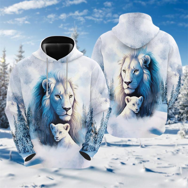 Cross Lion 3D Printed Hoodies For Men Clothing Harajuku Fashion Animal Graphic Sweatshirts Casual Boy Tracksuit Women Gift Tops