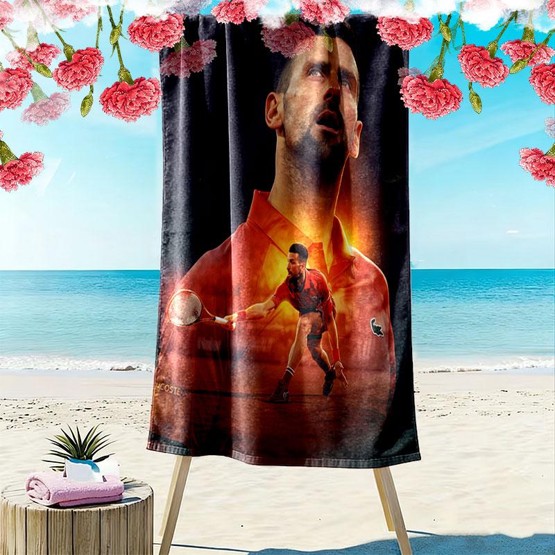 Asciugamano da Spiaggia Novak Djokovic Fighter, Asciugamano Grande Morbido ad Asciugatura Rapida per Spiaggia Campeggio Nuoto