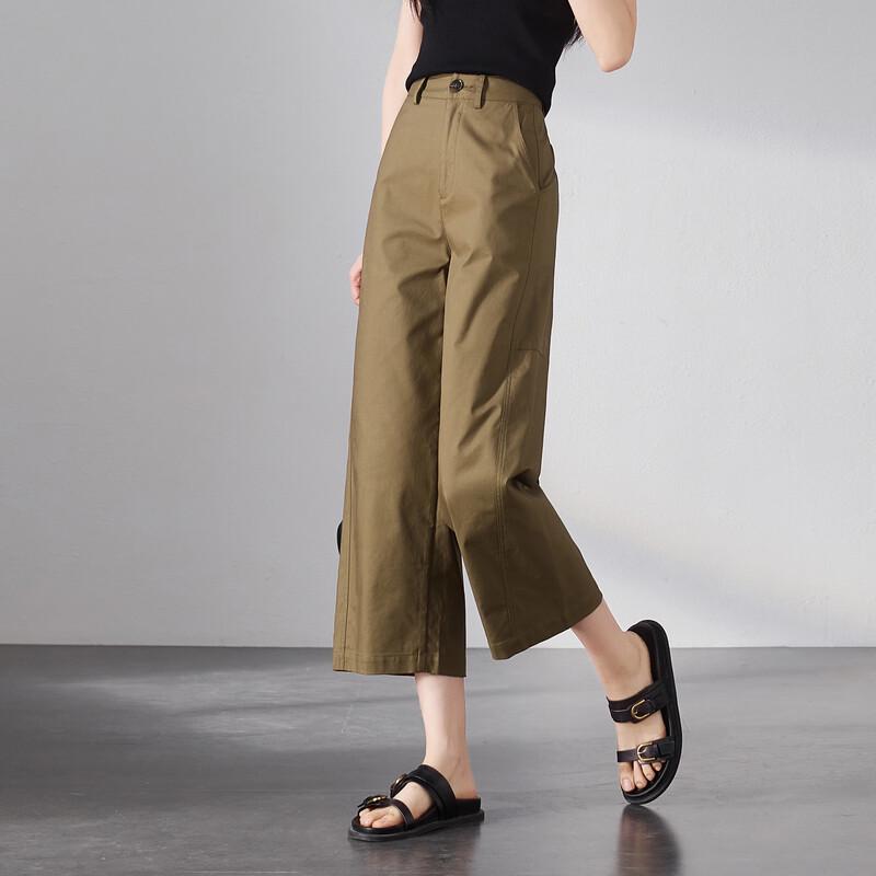 SOFSIL Women's High-Waist Wide-Leg Cropped Pants