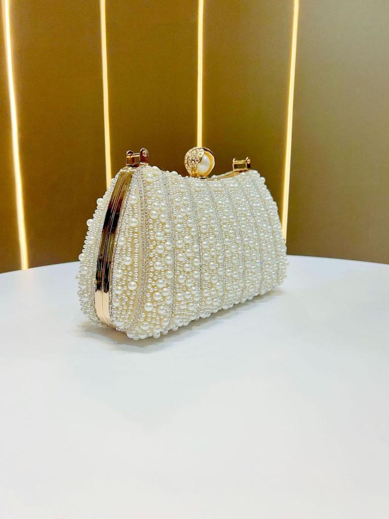 Pochette da sera in perle con chiusura a lucchetto per eventi formali e uso quotidiano