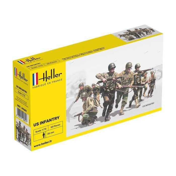 Set of 50 US INFANTRY Figures HELLER 49601 In 1/72nd Scale
