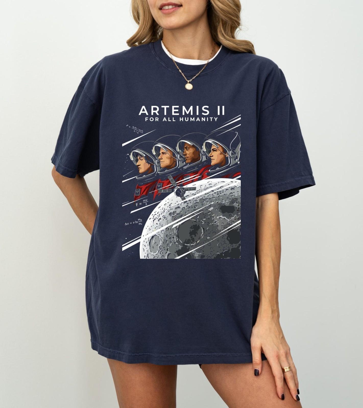 Artemis 2 Around The Moon Vintage T Shirt NASA Inspired Space Mission Graphic XXXXL