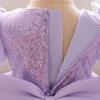 Purple Mesh Butterfly Princess Dress with Puffy Bubble Sleeves for Girls