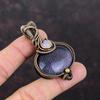 Blue Sunstone Pendant Copper Wire Wrapped Pendant Rainbow Moonstone Jewelry Gemstone Pendant Handmade Copper Wire Wrap  Jewelry Wedding Gift