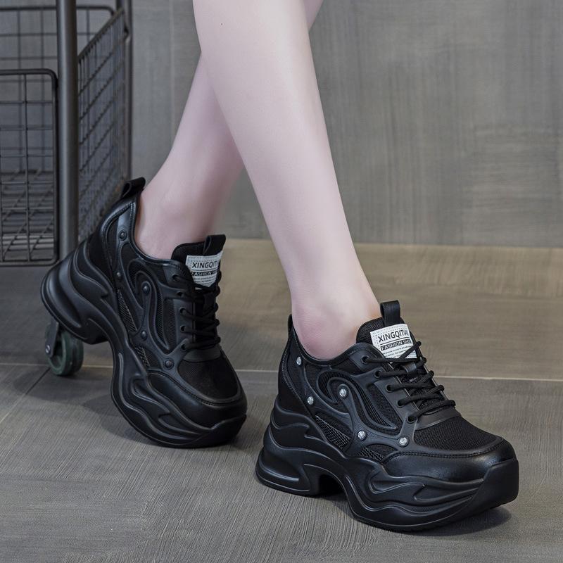 Spring and Summer Women's Shoes New Small Wedge Heel Muffin Thick Sole Inner Height Increase and Casual Single Shoes