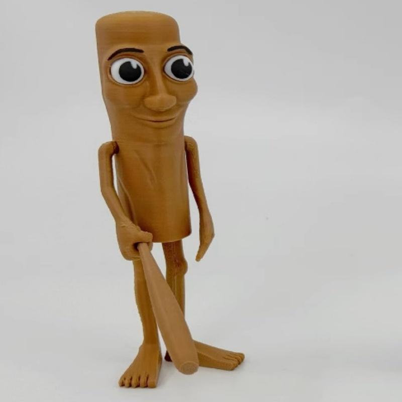 3D Printed Stick Figurine Creative Desktop Decor Ornament Tung Tung Sahur Handcrafts with Movable Arms Stick Figure Keychain
