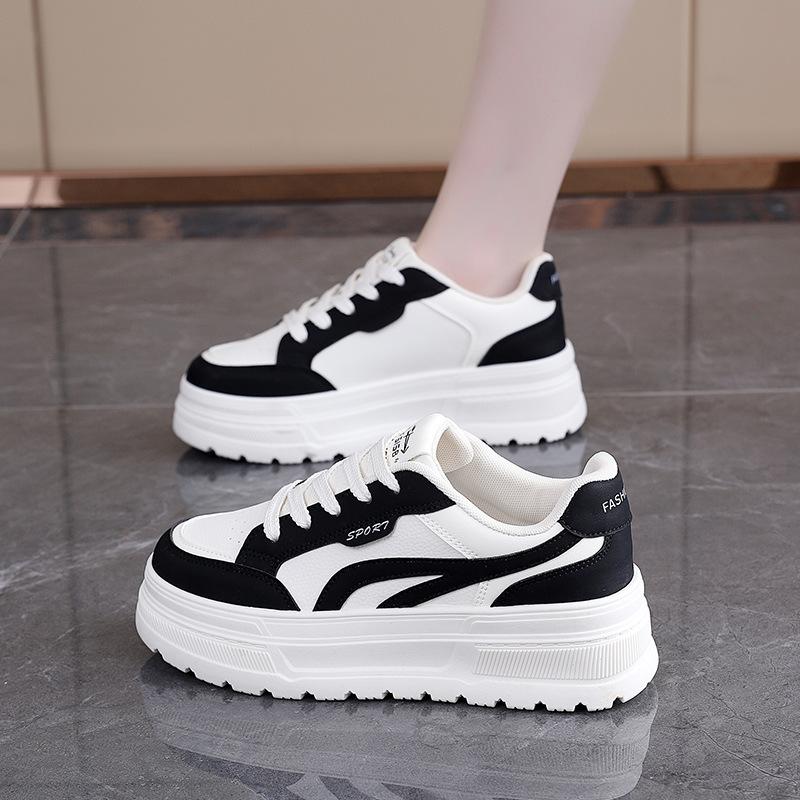 Height-increasing Women's Autumn New Thick-soled Lace-up Muffin Casual Sports Shoes Student Versatile Board Shoes