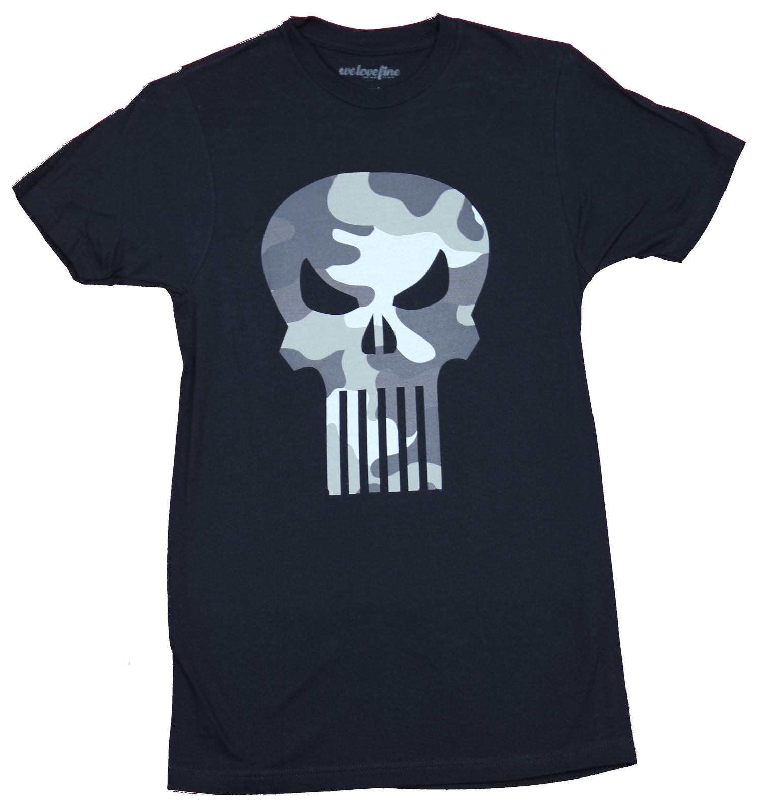 The Punisher Marvel Mens T-shirt Gray White Skull Logo Image S