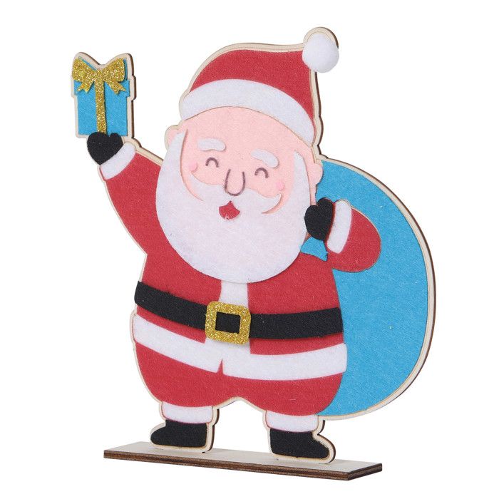 Kit Père Noël bois à décorer 18 x 17 x 3 cm