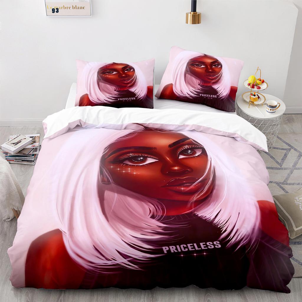 Home Textile Girl Quilt Cover Digital Printing Three-Piece Set 3D