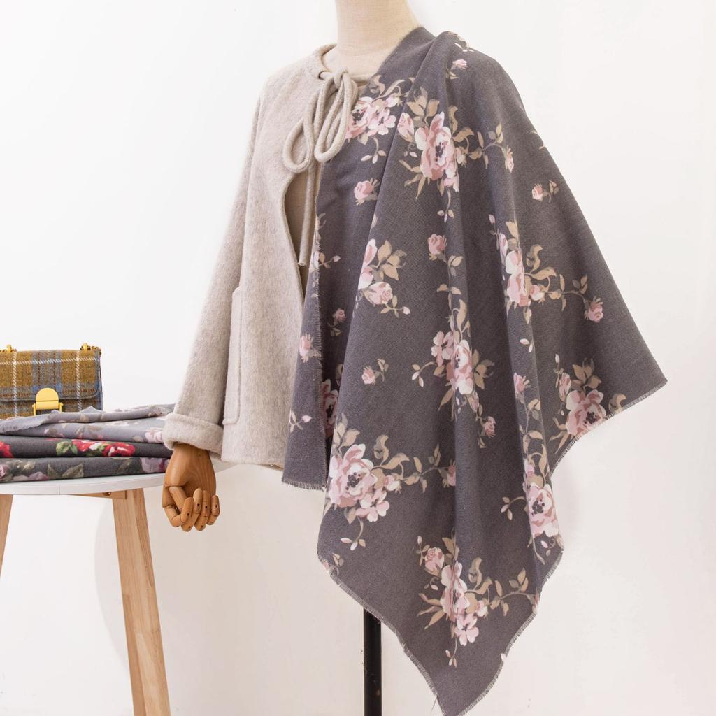 Printed scarf women's autumn and winter thickened imitation cashmere high-end long scarf large shawl