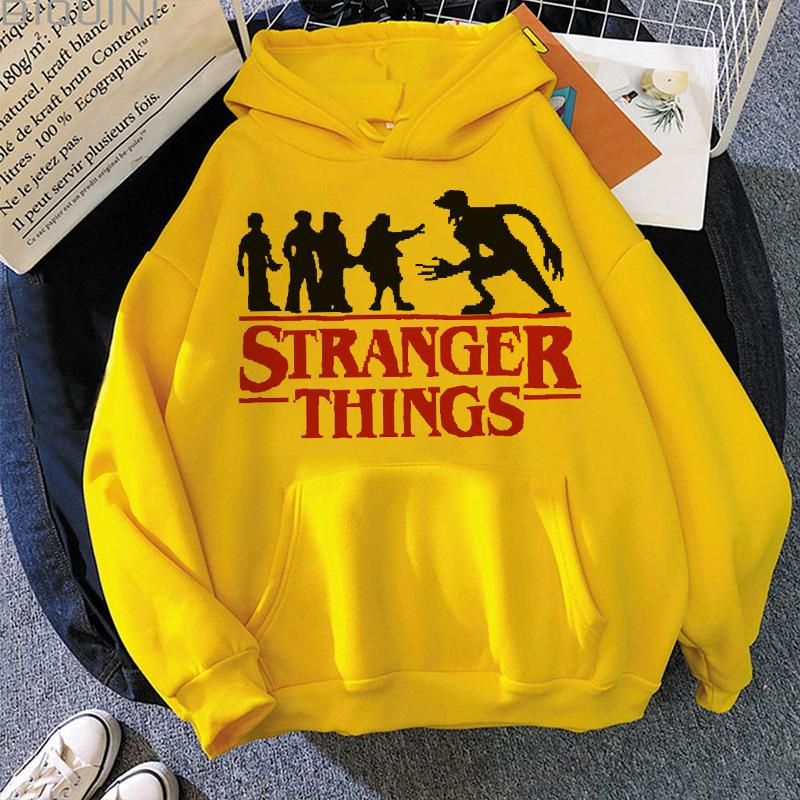 Stranger Things Printed Hoodie Top with Fleece Hoodie 6629