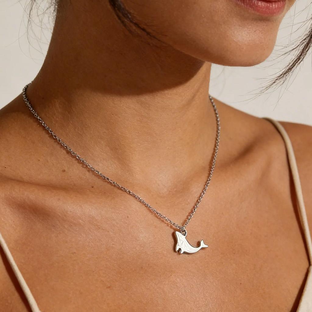 Cute Dolphin Whale Octopus Pendant Necklaces for Women Stainless Steel Marine Animals Charms Neck Chain Choker Fashion Jewelry