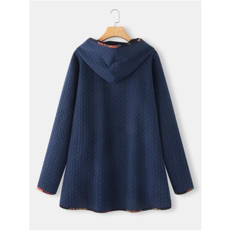 Women's Spring and Autumn Long Sleeve Loose Hooded Tops Plus Size Mid-Length Casual Jacket